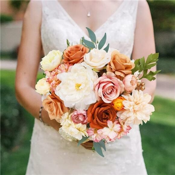 Artificial Flowers Combo Silk Mix Peony Rose Hydrangea Fake Flowers w/Stem - Picture 3 of 7